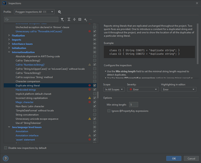 IntelliJ Inspection Edit inspection settings.png